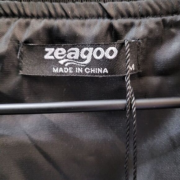 Classic Black Bomber Jacket Lined Zip Up  Women’s Size Medium - Picture 7 of 10